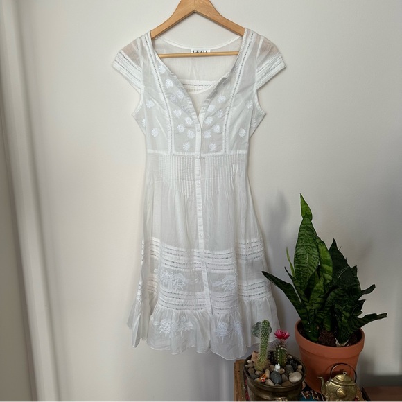 Lady Dutch Delicate Embroidery Cotton Boho Dress - Picture 1 of 9